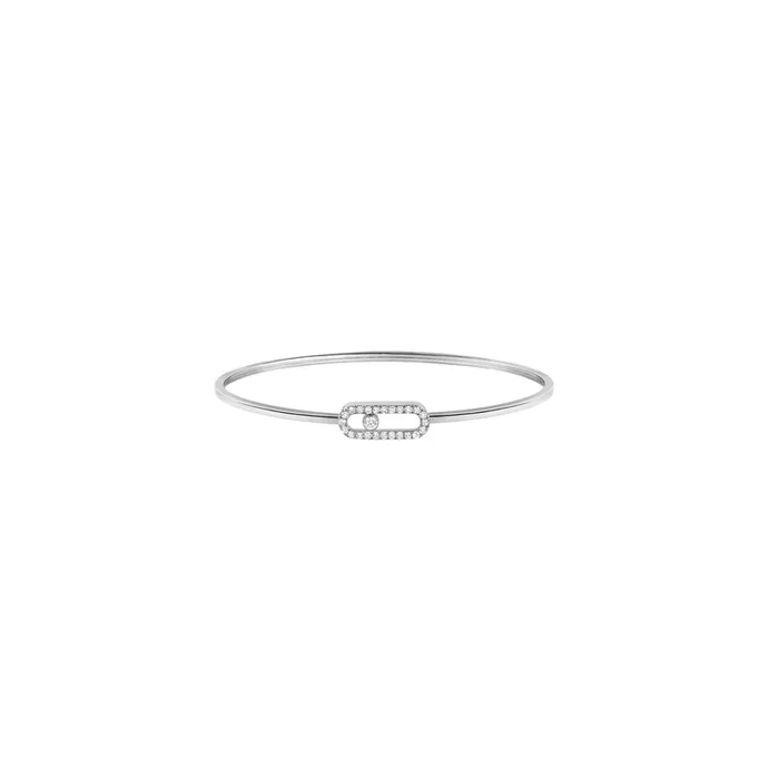Messika Flex Move Uno Pavé band medium size in white gold and diamonds – Lepage