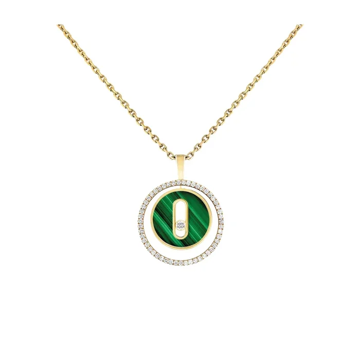 Messika Lucky Move PM necklace in yellow gold, diamonds and malachite | Lepage