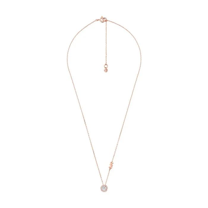 Michael Kors 14ct Rose Gold Plated Sterling Silver Premium Round Pendant With Chain
