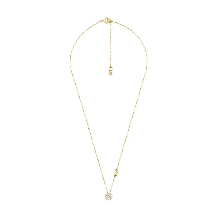 Michael Kors 14ct Yellow Gold Plated Sterling Silver Premium Round CZ Pendant with Chain