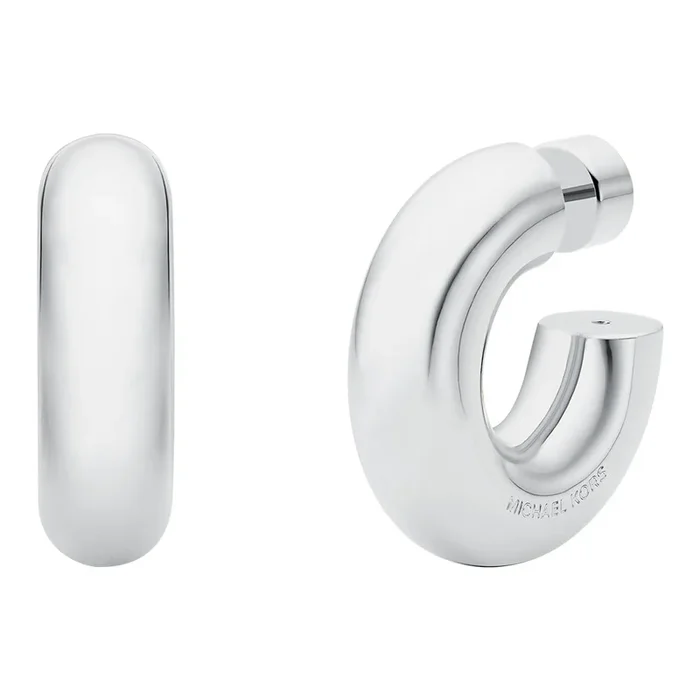 Michael Kors Silver Plated Brass Chunky Platinum Hoop Earrings