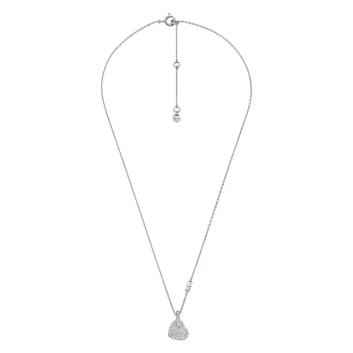 Michael Kors Sterling Silver Pave Heart Pendant On Chain