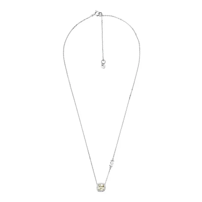 Michael Kors Sterling Silver Premium Pave Cushion Cut Pendant with Chain