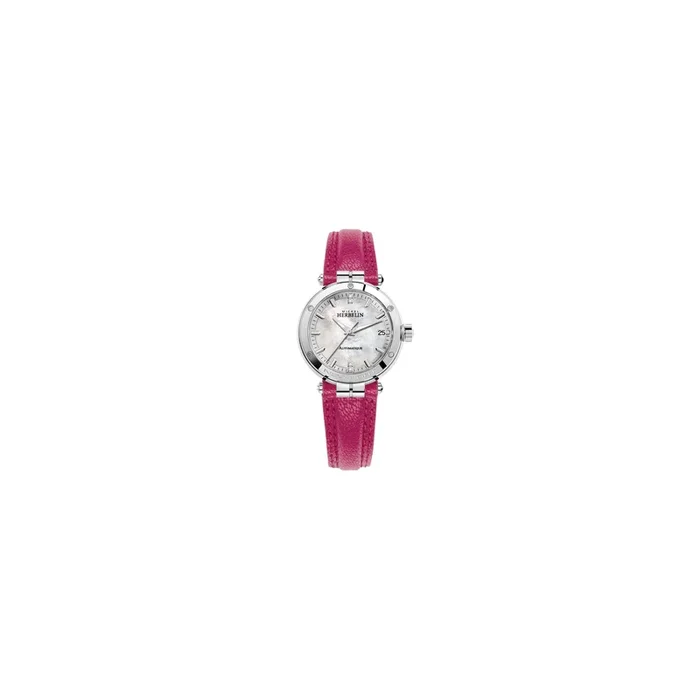Michel Herbelin Newport automatic watch mother-of-pearl dial pink strap 35 mm