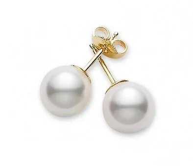 MIKIMOTO 6-6.5mm Akoya Cultured Pearl Stud Earrings in 18K Yellow Gold (AA)