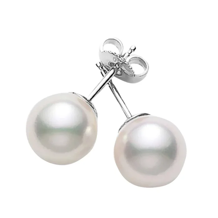 MIKIMOTO 7.5-8mm Akoya Cultured Pearl Stud Earrings in 18K White Gold (AAA)