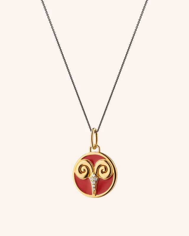 Mini “Aries” Red Enamel Necklace
