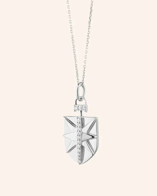 Mini “Fearless” Sterling Silver Necklace with White Sapphires