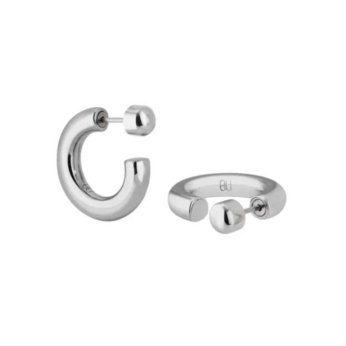 Mini AN-O Hoop Earrings – Silver