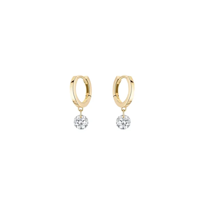 Mini créoles La Brune et La Blonde 360° en or jaune 2 diamants 0,07 carat EA0033YGDI – Lepage