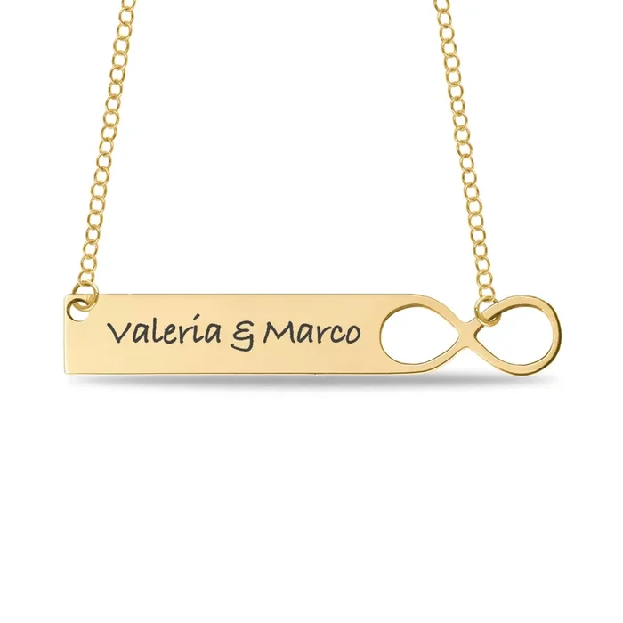 Mitchell K 10KT Yellow Gold 40X8MM 18-inch Engravable Necklace with Infinity Cutout Design. See Details*