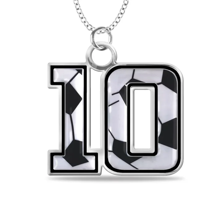 Mitchell K Sterling Silver 22X27MM 18-inch Sports Enamel Soccer Number Necklace. See Details*