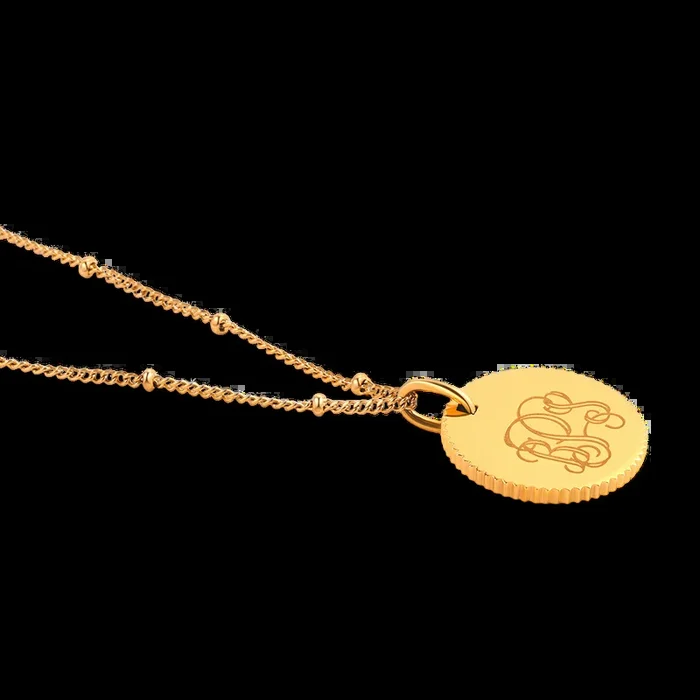 Monogram Scalloped Medallion Pendant Necklace