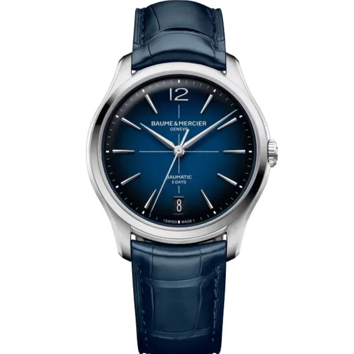 Montre Baume et Mercier Clifton automatic, blue dial, blue strap, 39 mm 10771 – Lepage