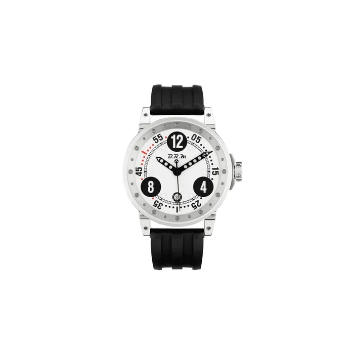 Montre BRM V6 automatique inox cadran blanc aiguilles noires bracelet caoutchouc 44 mm