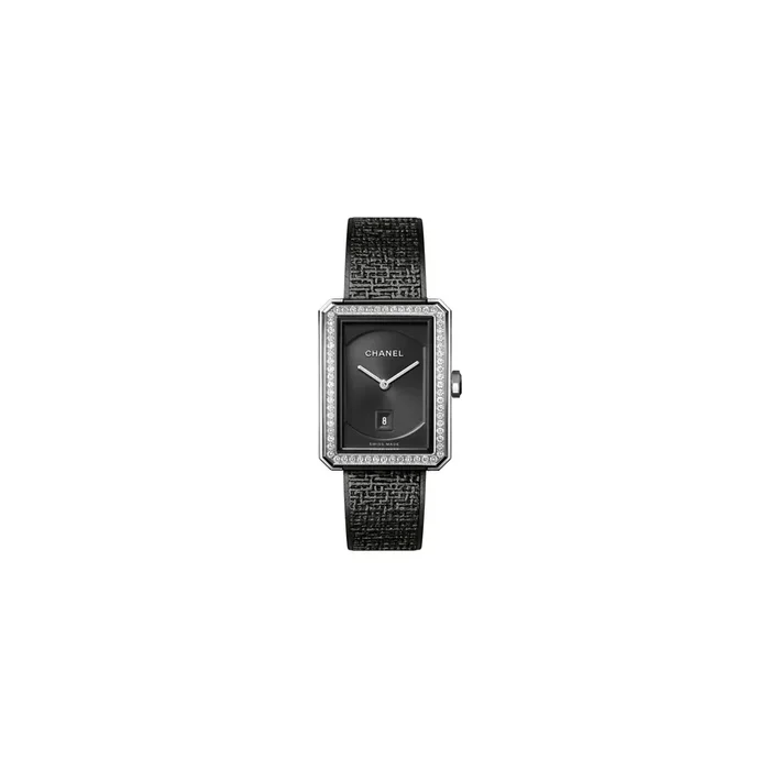 Montre Chanel Boy-Friend Tweed moyen modèle quartz acier H5318 – Lepage