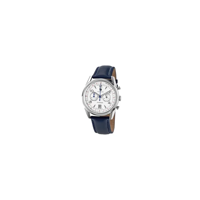 Montre Lip Himalaya Chronographe quartz cadran blanc cuir bleu 40 mm 671593 – Lepage