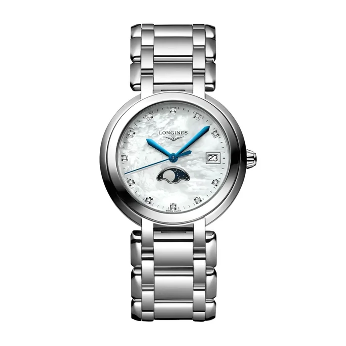 Montre Longines Primaluna quartz cadran nacre index diamants 34 mm