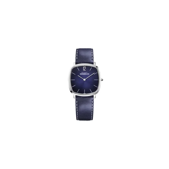 Montre Michel Herbelin City quartz cadran bleu bracelet cuir bleu