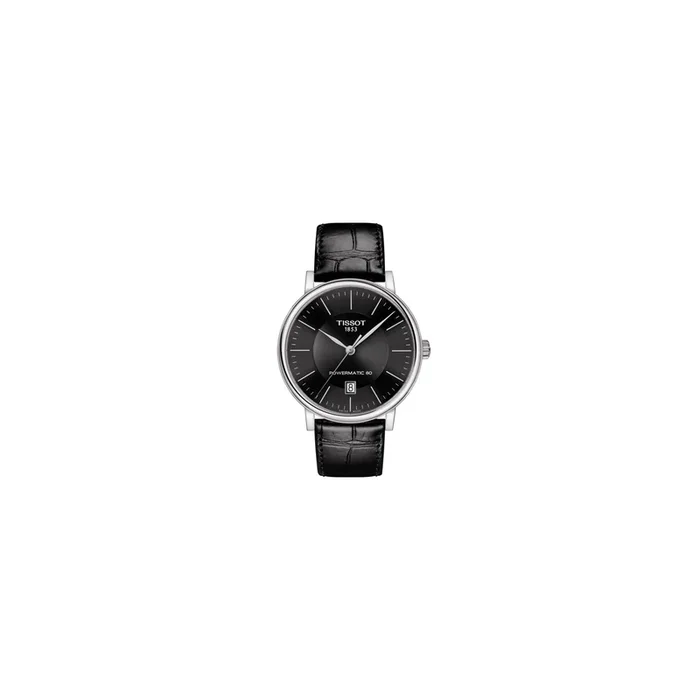 Montre Tissot T-Classic Carson Premium Powermatic 80 automatique cadran noir bracelet cuir noir 40 mm