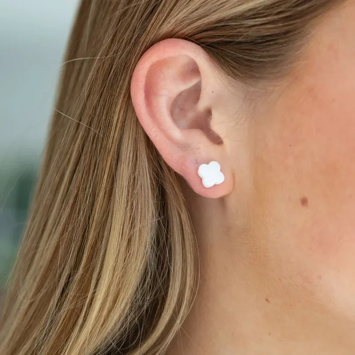 Mother-of-Pearl Clover Studs