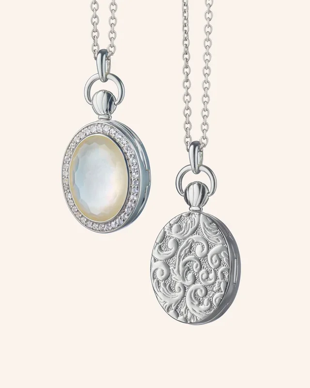 Mother of Pearl Petite Stone Locket Necklace