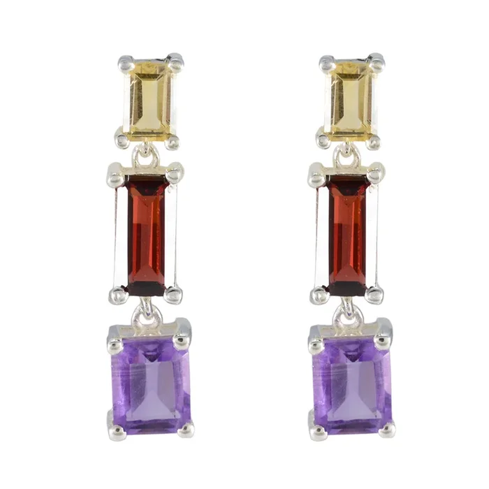 Multi Moroccan Pauline multiple Stud multicolor Silver Earring