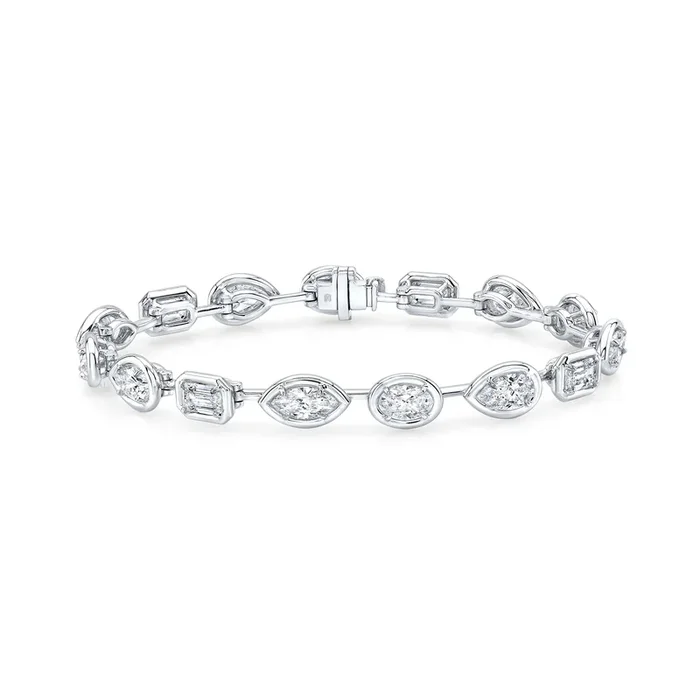 Multi-Shape Diamond Bar Bracelet in 18kt White Gold