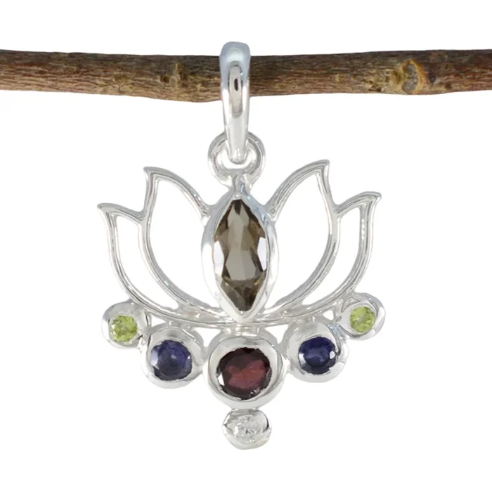 Multi Stone Dainty Egyptian 925 Silver Hepta Natalia Rope-Wire multicolor Pendant Jewelry