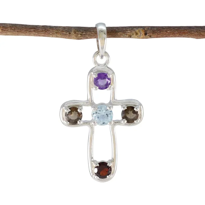 Multi Stone Dainty Moroccan 92.5 Silver quarter Clara Contemporary multicolor Pendant Jewellery