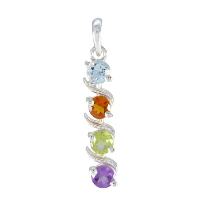 Multi Stone Dainty Turkish 925 Silver quarter Inès Romantic multicolor Pendant Jewelry