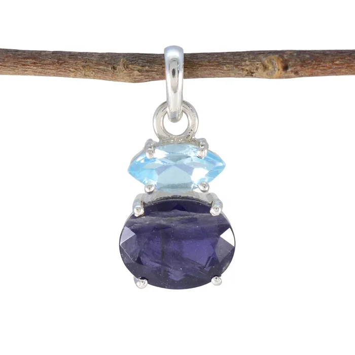 Multi Stone Delicate Turkish Sterling Silver Toi et Moi Zoey Contemporary multicolor Pendant Jewellery