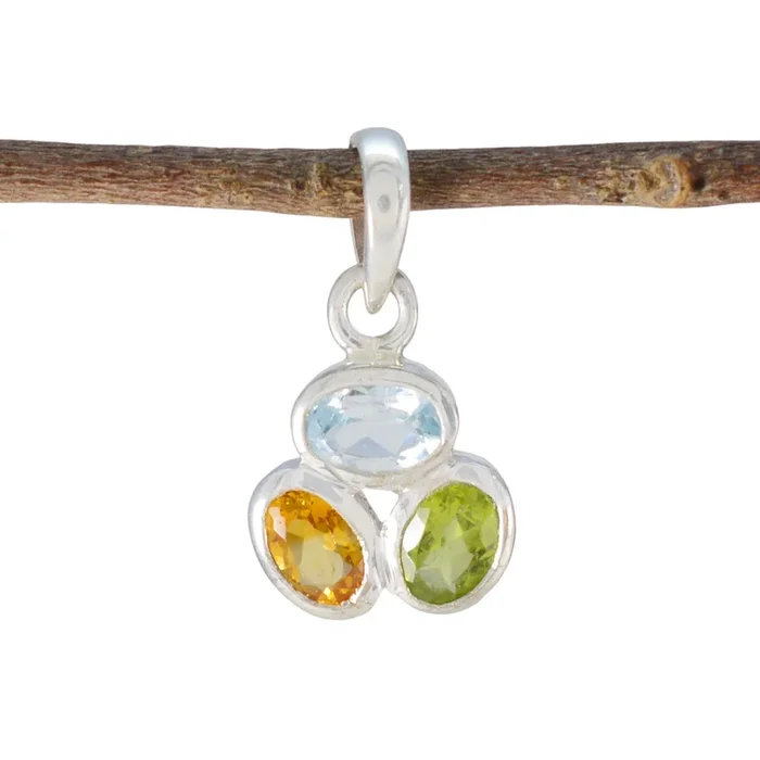 Multi Stone Elegant Japanese Silver Trilogy Mei Bubble multicolor Pendant Jewelry