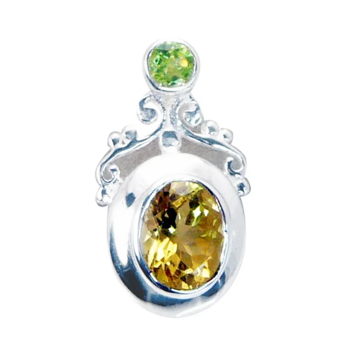 Multi Stone Featherlight German Sterling Silver Toi et Moi Aisha wedding multicolor Pendant Jewellery