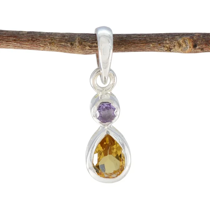 Multi Stone Minimalist Japanese 92.5 Silver Toi et Moi Yuki Trendy multicolor Pendant Jewellery