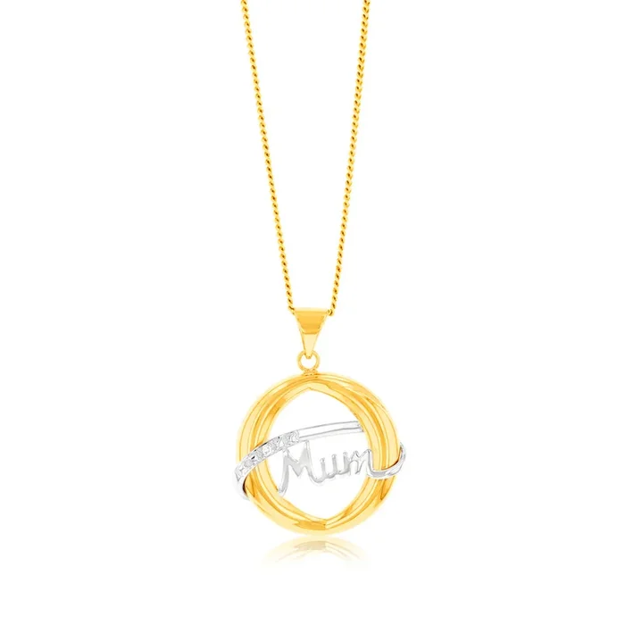 MUM Diamond Pendant in 9ct Yellow Gold