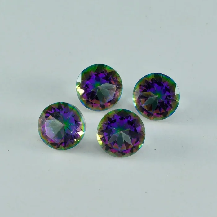 Mystic Quartz 10PC Tiny 4×4 MM Round Faceted Multicolor Brilliant Semi Precious Loose Gems