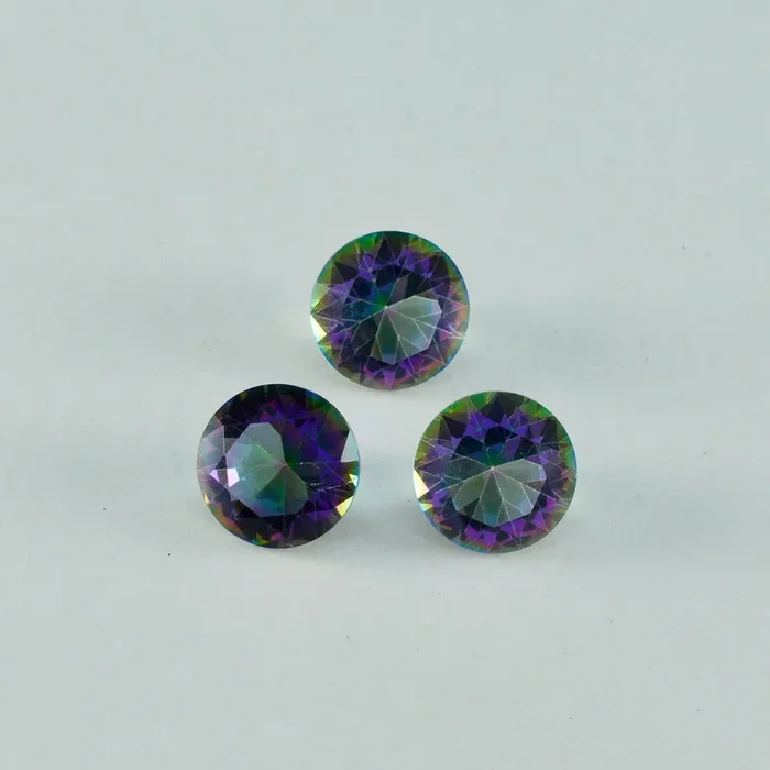 Mystic Quartz 1PC Small 7×7 MM Round Faceted Multicolor Splendid Semi Precious Gems