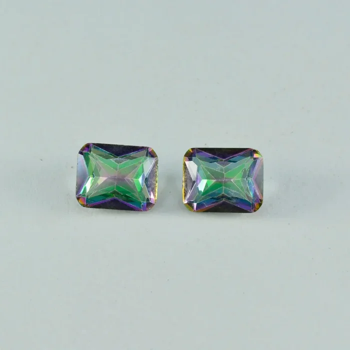 Mystic Quartz 1PC Tiny 5×7 MM Emerald Faceted Multicolor Splendid Semi Precious Loose Gemstone