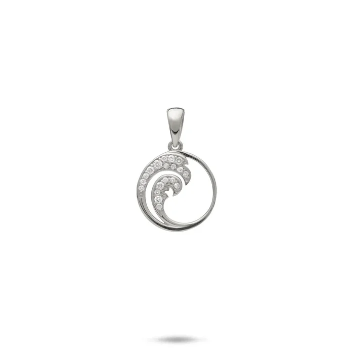 Nalu Pendant in White Gold with Diamonds – 12mm