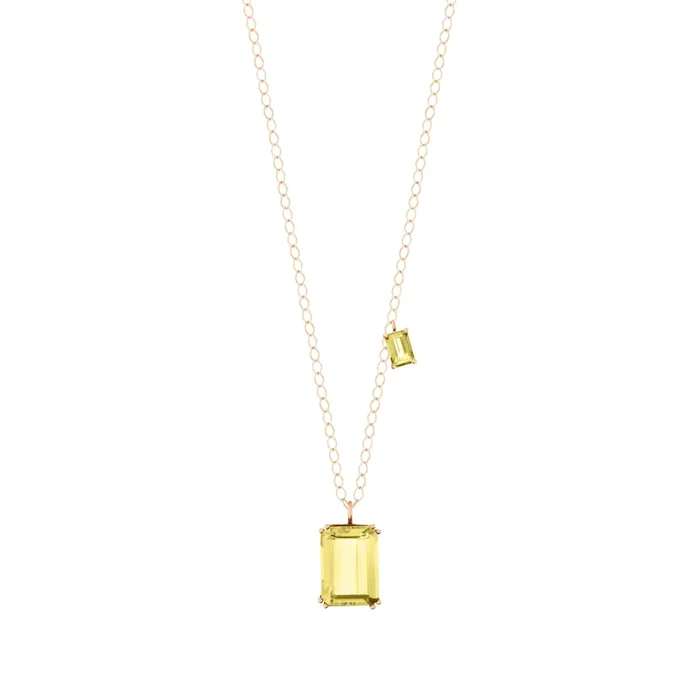 Necklace Ginette NY Duo Cocktail in rose gold and lemon quartz | Lepage