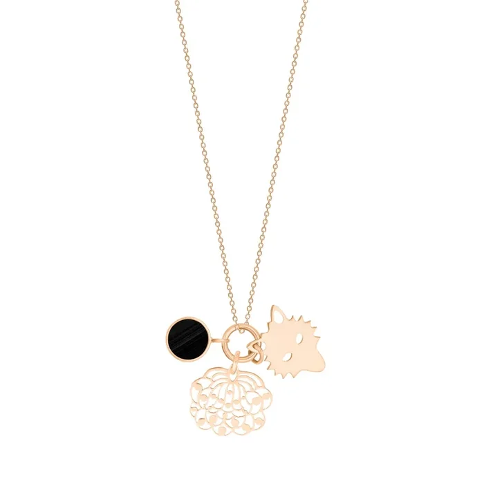 Necklace Ginette NY Twenty 3 charms in rose gold and onyx – Lepage
