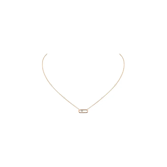 Necklace Messika Move Uno in pink gold and diamonds – Lepage