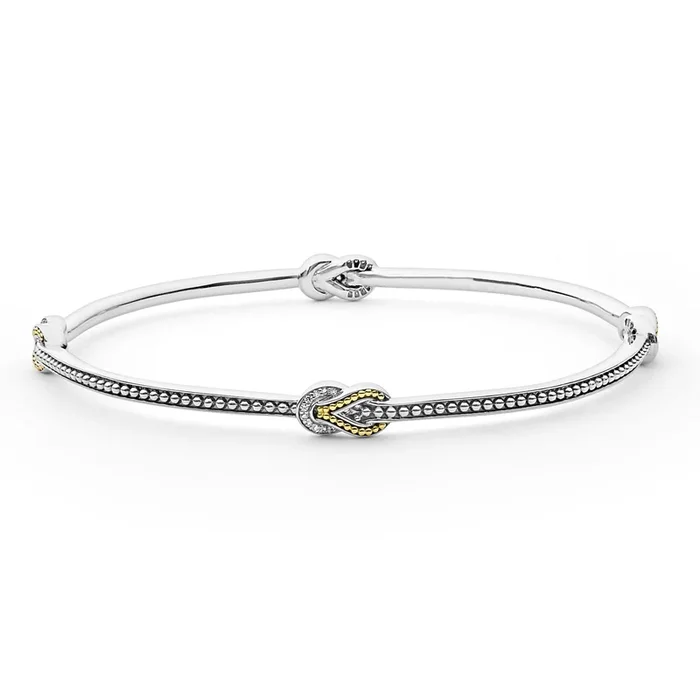 Newport Four Station Two-Tone Knot Diamond Bangle Bracelet