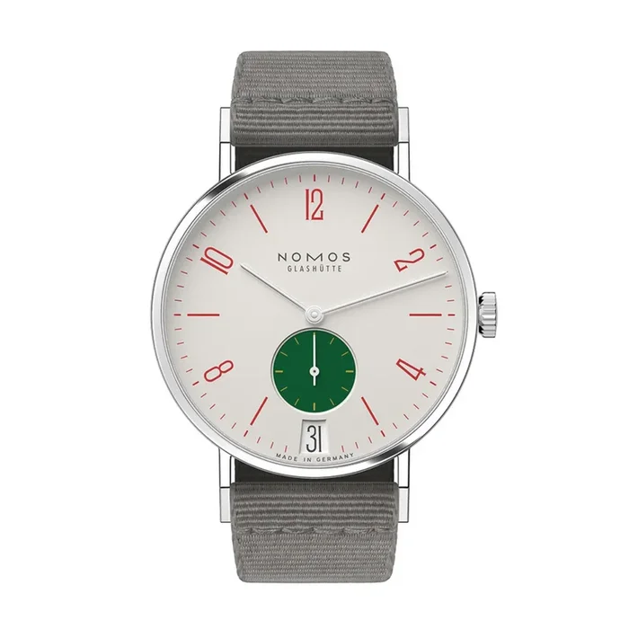 Nomos Tangente 38 Date Go Watch – Limited 175 years mechanical grey textile bracelet 37,5 mm – Lepage