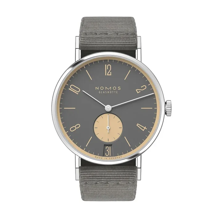 Nomos Tangente 38 Date Haifischgrau- Limited 175 years mechanical watch grey textile bracelet 37,5 mm – Lepage