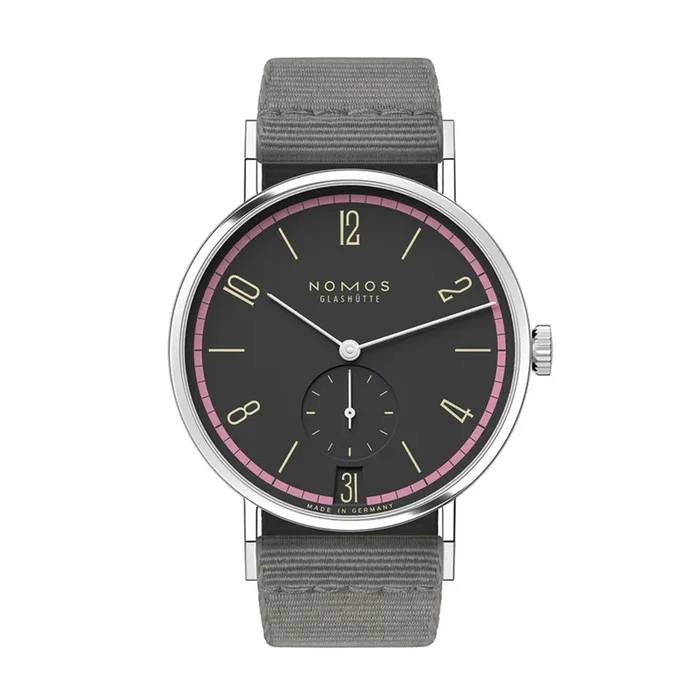 Nomos Tangente 38 Date Tiefseegrau Watch – Limited 175 years mechanical grey textile bracelet 37,5 mm – Lepage