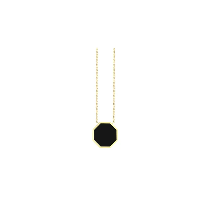 Octo long necklace in yellow gold and onyx- Lepage