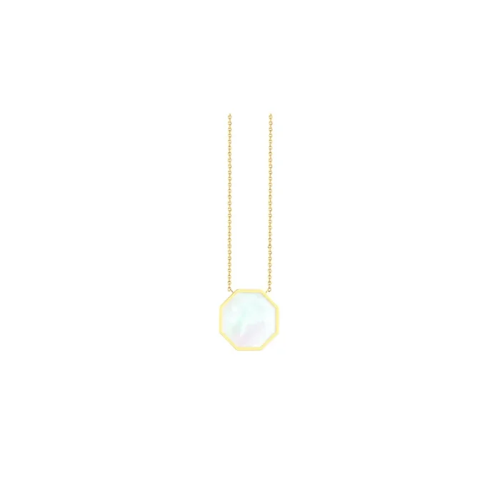 Octo long necklace in yellow gold and white mother of pearl – Lepage