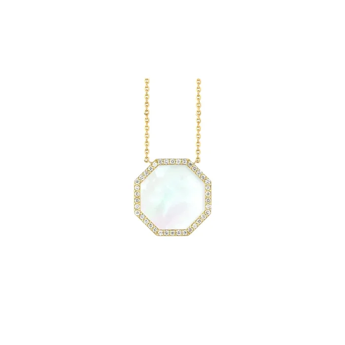 Octo necklace yellow gold, mother of pearl diamonds – Lepage